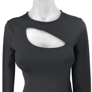 Abercrombie & Fitch Women's Black Cutout Long Sleeve Thong Bodysuit Top Size S thumbnail 3