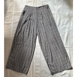Valija wide-leg trousers, size 6, cream/black, viscose, geometric print. thumbnail 2