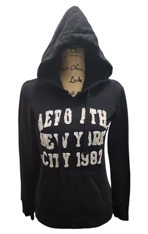 Aeropostale New York City 1987 Hoodie Women's Medium Pullover‎ Black Graphic thumbnail 1