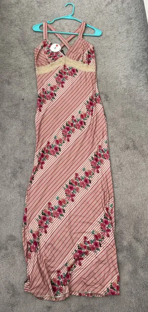 Blue Blush Lace Rose Knit Maxi Dress thumbnail 1