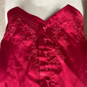 Bali Studios Vintage 90s Red Satin Button Down Vest M Witchy‎ Whimsigoth thumbnail 2