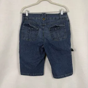 Jones Wear Jeans Cargo Shorts Womens‎ 8 Stretch Utility Multi Pocket Blue Denim thumbnail 5