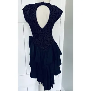 Vintage Filigree Ltd. Elegant‎ Black Sparkle Party Cocktail Dress Satin Bow Sz 8 thumbnail 3