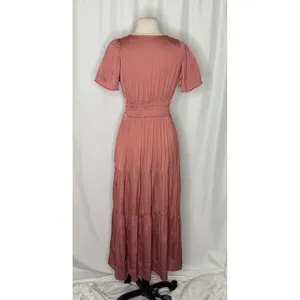 ANTHROPOLOGIE Somerset Satin Maxi Dress Rose Pink Mauve X-Small Petite XSP thumbnail 10