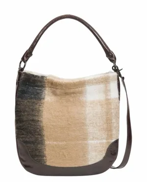 Frye Melissa Fuzzy Blanket Bucket Hobo Bag Purse Shoulder Bag Crossbody thumbnail 1