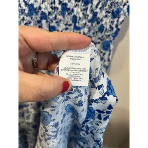 Abel‎ The Label Blue White Floral Midi Dress L Wrap V Neck Cottagecore Boho thumbnail 6
