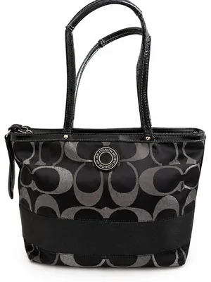 Coach Signature Black & Silver Jacquard Tote Bag – Style F20429 thumbnail 1