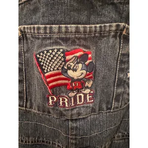 Vintage 90s Disney Pride Mickey Mouse Patriotic USA Overall Shorts S thumbnail 3