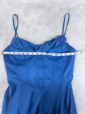 ASTR the Label Cannes Blue Satin Corset Maxi Dress Medium Wedding Guest Bustier thumbnail 13