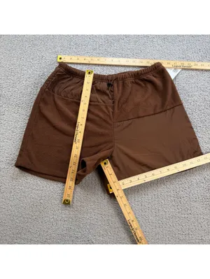NWT Forever 21 Shorts Womens L Brown Bermuda Knit Lounge Fleece Font Drawstring thumbnail 3