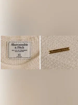 Abercrombie & Fitch Cream Zip-Accent Crewneck Sweater thumbnail 3