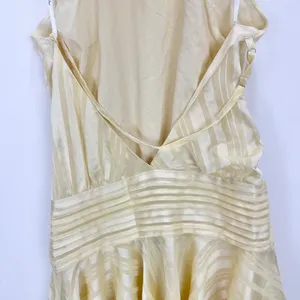 Lulus Cass Light Yellow Striped Satin Drop Waist Mini Dress Party Medium NWT thumbnail 9