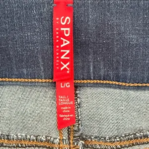 Spanx Jean-ish Ankle Leggings Medium Indigo Distressed Raw‎ Hem Tall Large L/G thumbnail 7