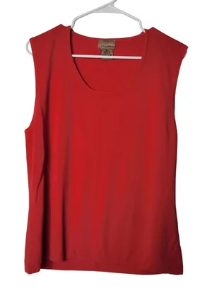 Choices Vintage Red Knit Scoop Neck Sleeveless Classic Everyday Tank Top Size XL thumbnail 1