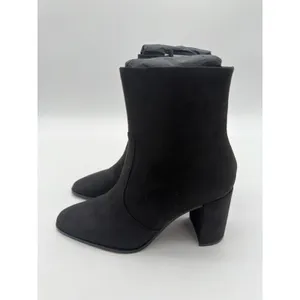 Mango Minimalist Black Vegan Suede Classic Elegance Ankle Block Heel Boots 7.5 thumbnail 9