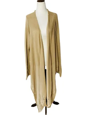 VINTAGE NEW YORK & COMPANY Crochet Knit Waterfall Wrap Cardigan thumbnail 2
