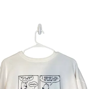 Disney White Newspaper Clipping Winnie the Pooh & Piglet Sweatshirt Women Sz S thumbnail 5