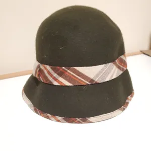 COLOMBINO Wool Plaid Belted Bucket Hat Brown thumbnail 6