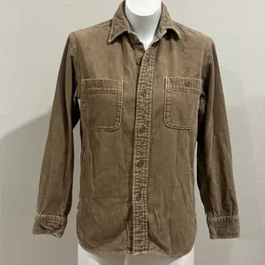 Uniqlo tan corduroy button up shirt thumbnail 2