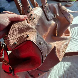 Jessica Simpson Pink Textured Handbag with Stud Accents thumbnail 3