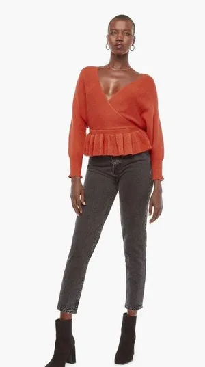 Idem ditto Rust Batwing Peplum Sweater thumbnail 1