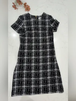 Calvin Klein Black & White Plaid Short Sleeve Mini Dress thumbnail 3