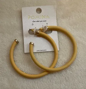Pomina Mustard Yellow Hoop Earrings - Bold Matte Fashion Hoops thumbnail 1