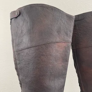 Dark Brown Red Leather Loretta Tall Knee High Riding Heeled Boots thumbnail 4