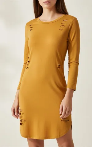 🧡 Derek Heart Golden Orange Bodycon Dress thumbnail 1