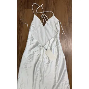 Zara White Satin Maxi Dress Luxury Slip Strappy Ethereal Bride Bachelorette thumbnail 6