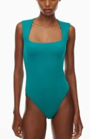 Aritzia Oxidized Teal Original Contour Esteem Square Neck Bodysuit Size XS thumbnail 1