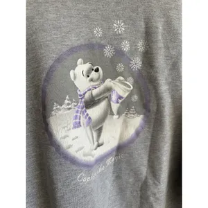 Vintage Disney Store Gray Winnie the Pooh Bear Winter Graphic Sweatshirt Women M thumbnail 2