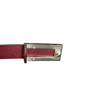 VTG Red Brown Adjustable Leather Belt Brass Buckle Minimalist Retro Western Boho thumbnail 10