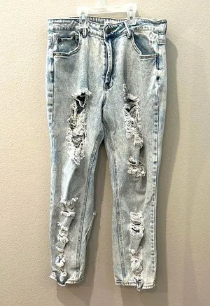 Almost Famous Ultra Distressed Denim Straight Jeans | Size 13 thumbnail 1