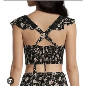 Free People Top Bijou Square Neck Floral Ruffle Sleeve Shoulder Tie Size 2‎ NEW thumbnail 3