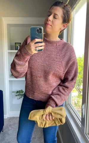 Free People Too‎ Good Chunky Knit Pullover Sweater Heather Red Cropped Cozy Crop thumbnail 1