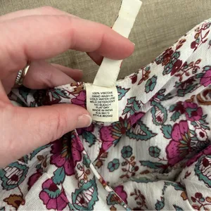 Anthropologie RAGA Summer Bloom Pink Red Cream Floral Ruffle High-Low Dress XS thumbnail 10