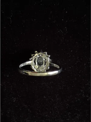 Vintage Style Faux Aquamarine Halo Cocktail Ring Silver Tone Size 10 thumbnail 5