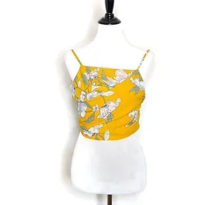 Goodnight Macaroon Boho Tropical Resort Drape Accent Tie Camisole Crop Top S Yellow Floral‎ White thumbnail 8