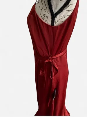 NWT Lulus Red Rust Satin Wrap Maxi Dress - Size M 💃 thumbnail 7