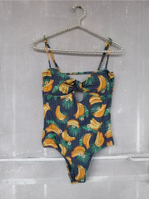Rip Curl Navy Banana-Print One-Piece with Front Tie thumbnail 2