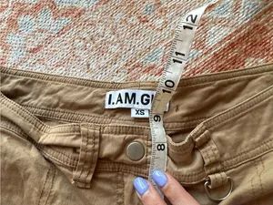 I AM GIA low rise cargo flare pants utility Y2K grunge style size XS thumbnail 6