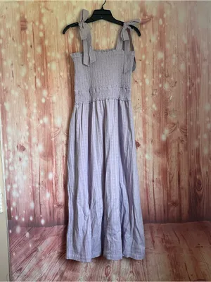 Lost + Wander Angel In Disguise Maxi Dress Lavender Purple Smocked Cotton M thumbnail 9