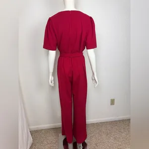 Alex Marie Deep Red Wide-Leg Women's Jumpsuit Size XL. J-18 thumbnail 3