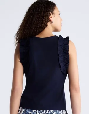Ruffle trim preppy mixy tank top thumbnail 2