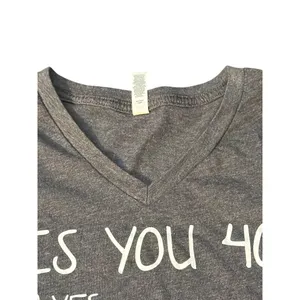 Funny Bella+Canvas Heather Gray V Neck T Shirt "Is You 40?" Print Size Large thumbnail 3