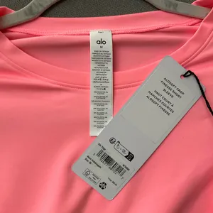 Alo Yoga Alosoft Crop Finesse Short Sleeve Neon Bubblegum M thumbnail 3