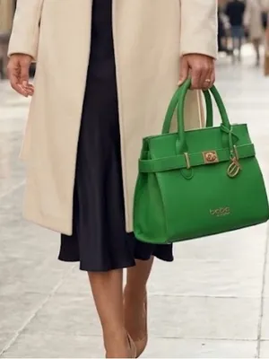 bebe Green Structured Satchel with Gold Hardware thumbnail 1