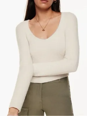 Aritzia Wilfred Free Hush Knit Sweetheart Sweater Size XS Cream Soft Cozy thumbnail 1