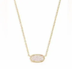 Kendra Scott Elisa Gold Pendant Necklace in Iridescent Drusy thumbnail 1
